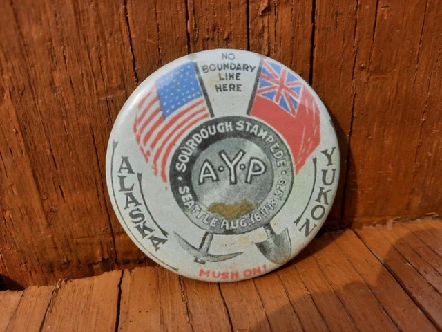 Old Vintage Glass Advertising Pocket Mirror Alaska Yukon Mush On Sourdough 1929