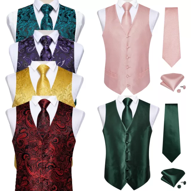 Men's Pink Dress Vest and Tie Hanky Waistcoat Set For Suit or Tuxedo Wedding Set