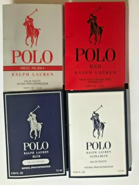 4 Ralph Lauren POLO BLUE RED RUSH ULTRA Men's Cologne Toilette SAMPLE Sprays New