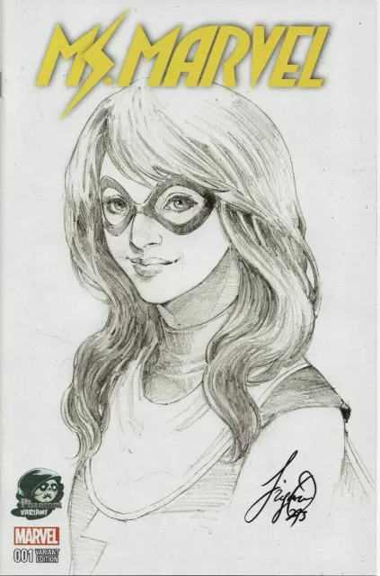 (2016) Ms Marvel #1 Siya Oum B/W Sketch Phantom Variant Cover!