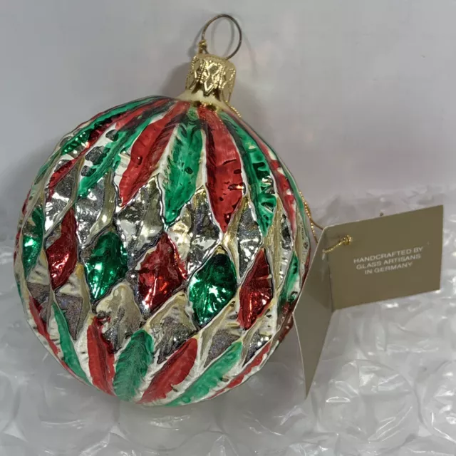 Vintage West Germany Blown Glass Christmas Ornament Bumpy Red Green Gold Picclick