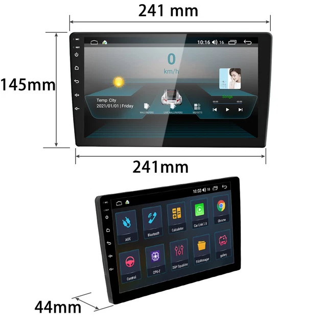 Double 2 DIN 10.1" Android 12 Car Stereo Radio Wifi GPS Touch Screen Rear Camera 3