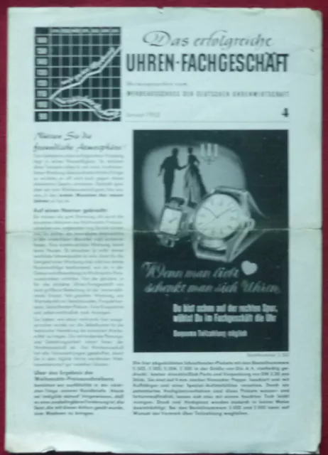 Uhren Fachgeschäft 3 Hefte Jan., April und Juni 1953 je 4 Seiten Werbevorschläge