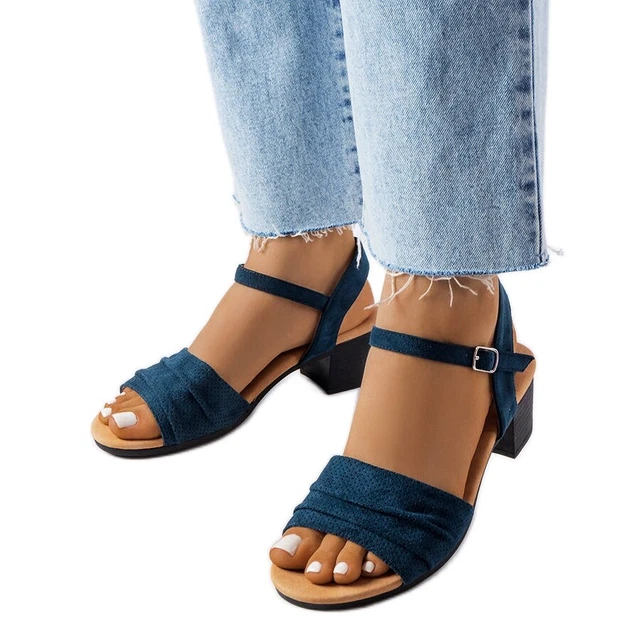 SANDALI BLU NAVY con tacco basso di Broom EUR 40 81 PicClick IT
