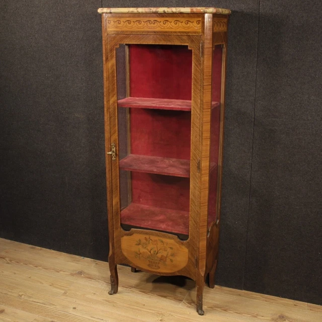 Vitrina libreria marmol con incrustaciones de madera de estilo antiguo aparador