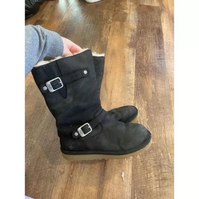 UGG Australia Kensington Biker Boots Black girls 4Y