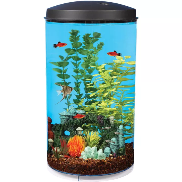 Koller Products 6 Gallon Tropical 360 View Nano Fish Tank w/ Power Filter & LED
