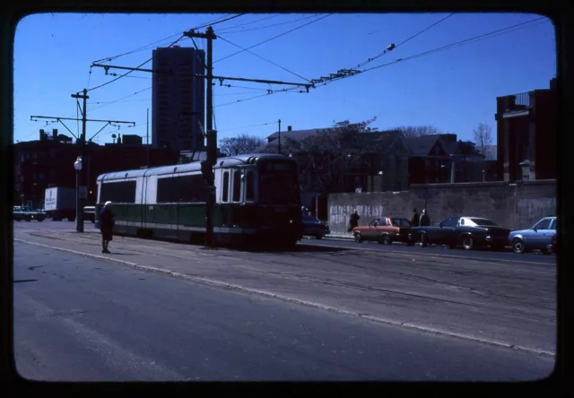 Trolley Slide - Boston MBTA #3506 LRV Streetcar 1979 Brigham Circle Street Scene