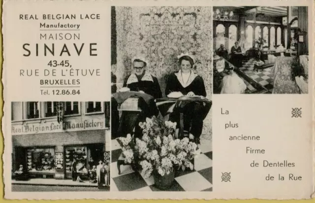 Real Belgian Lace Manufactory Maison Sinave Bruxelles Advertising Postcard
