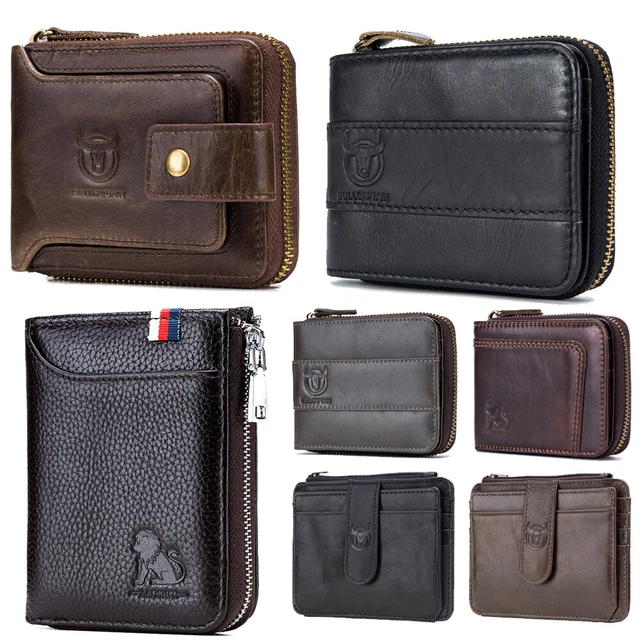 Men's Genuine Leather Wallet RFID Bifold ID Credit Card Holder Pocket Slim Case
