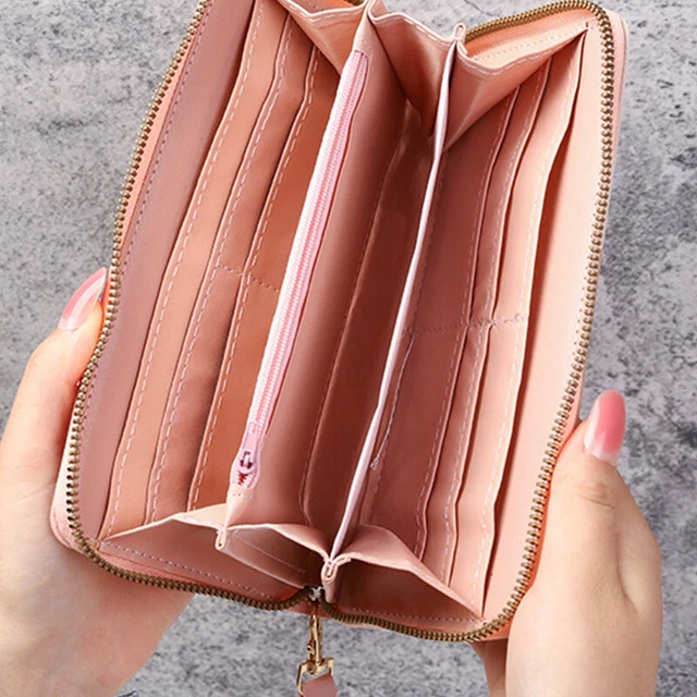 Fashion Trendy Candy Color Women's Long Patchwork Clutches Purse With Wristl LEI