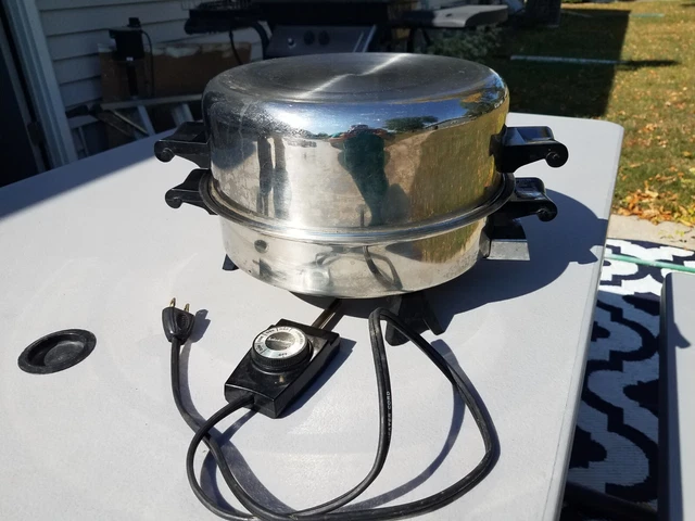 Vtg SALADMASTER 7817 Stainless Steel Electric Skillet Fryer w / High Dome Lid Vtg SALADMASTER 7817 Stainless Steel Electric Skillet Fryer w / High Dome Lid