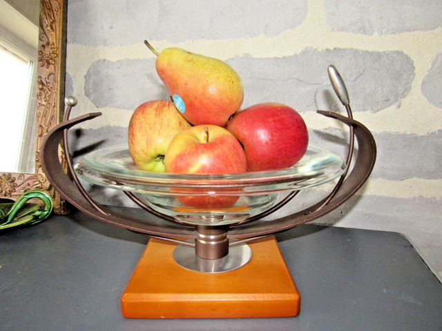 Coupe à Fruits Vintage En Verre – Forme De Pomme, Transparente, Bon état