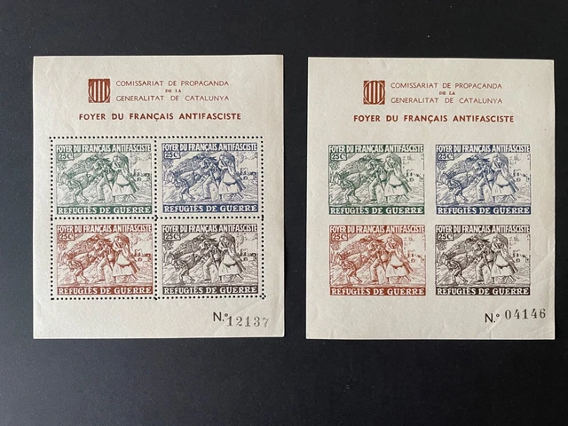 Espagne Guerre Civile - 2 Blocs 4 Timbres Dentelés / Non Dentelés - Antifasciste