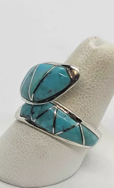 stunning sterling silver turquoise bypass ring sz 8 2