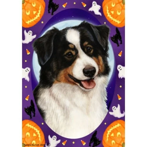 Halloween Garden Flag - Tri Australian Shepherd 123531