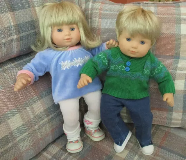 Retired American Girl Bitty Baby Boy & Girl Twins Blonde Hair w/ Clothes
