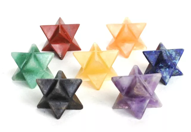 Reiki Energy Charged Merkaba Chakra Star Crystal Stone Set Healing Stone Gift 3