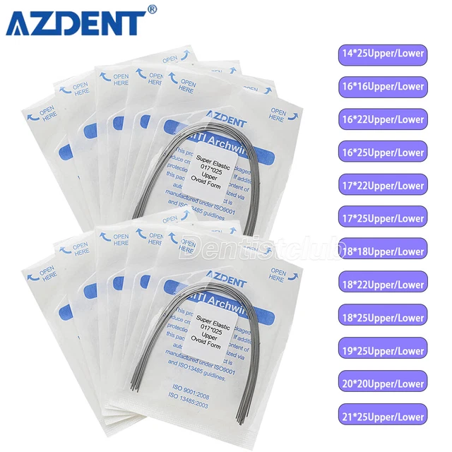 50 Fili Arco NITI Super Elastici Per Ortodonzia, Tondo, Forma Ovoidale, Uso Dentale