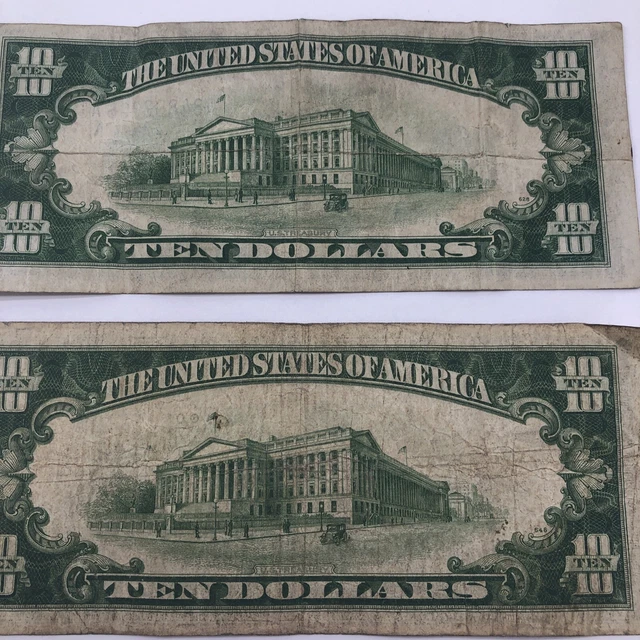 1934 A & 1934  $10 Ten Dollar Silver Certificate Note Blue Seal 7