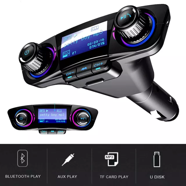 Car Bluetooth FM Transmitter Wireless Handsfree Kit MP3 Player USB Dual Charger