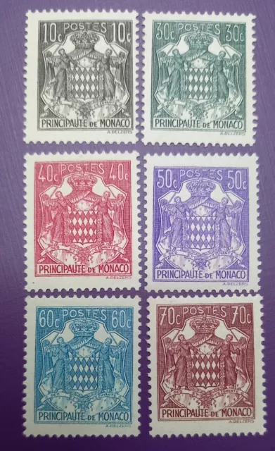 Monaco 🇲🇨 1943 'Grimaldi Coat of Arms' Stamps ×6 + FREE Shipping