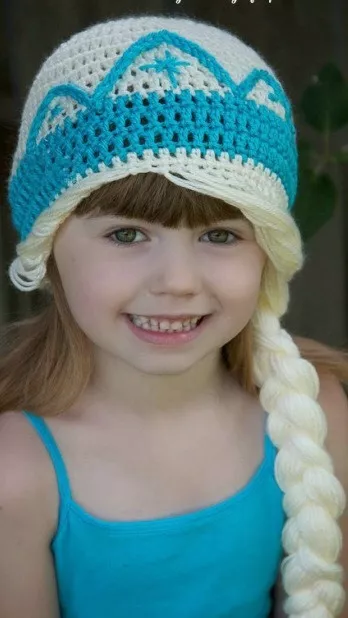 Newborn Elsa Frozen Crochet Hat Handmade Baby - 16-20 inches Head Size (0-3 mos)