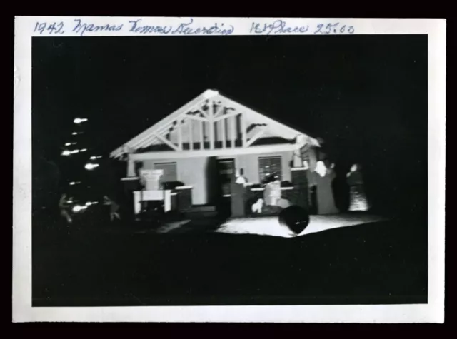 Glowing Craftsman House Dreamy Christmas Lights Warm Memory ~ 1942 Vintage Photo