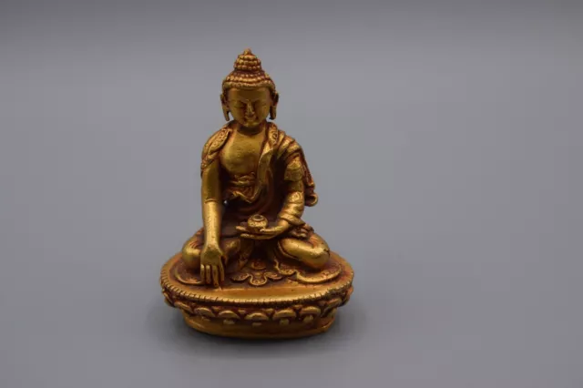 Amitabha Buddha auf Lotussockel Tibet Bronze vergoldet 58mm