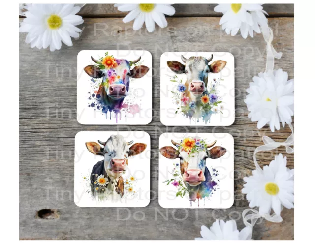 Cow themed neoprene drink coasters, set of 4, CHOICE, absorbent, Bovine