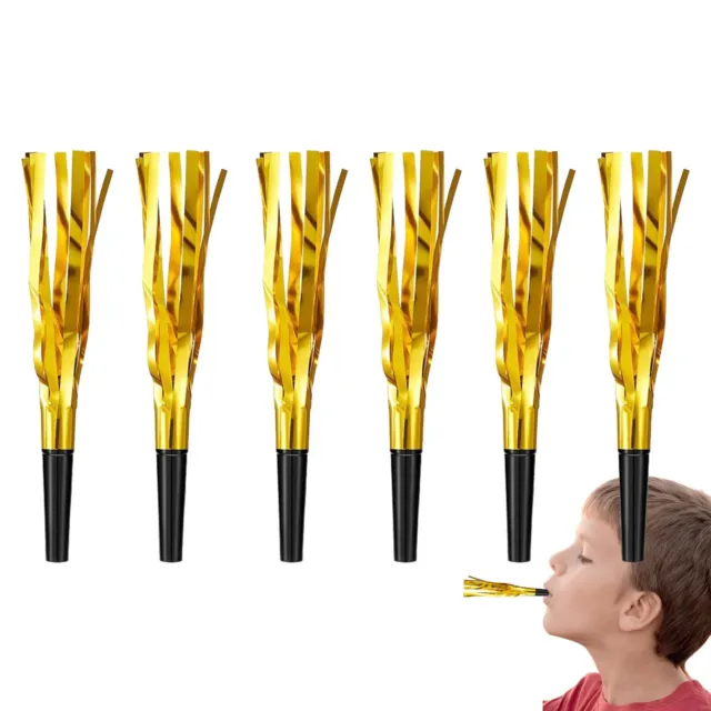 6 Pieces Gold Noise Makers for Adults Kids Party Horns and Blowers Noisemakers