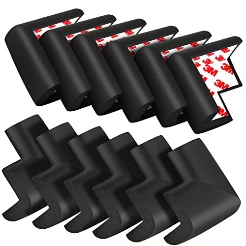 Soft Corner Protector Baby Proofing Edge and Corner Guards, 12 Pack Black