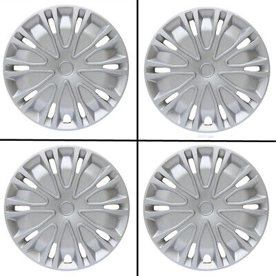 15" SET OF 4 Snap On Full Hub Caps fit R15 Tire & Steel Rim Wheel Covers Silver