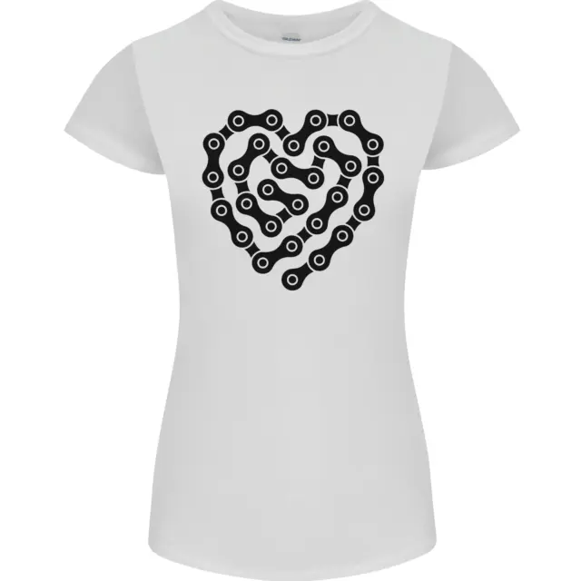 Heart Bike Chain Cycling Biker Motorbike Womens Petite Cut T-Shirt
