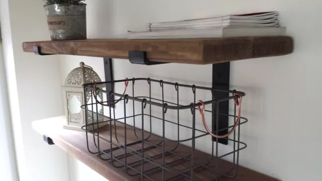 Wooden Shelves - Rustic Industrial Scaffold Board With Wall Brackets - Handmade