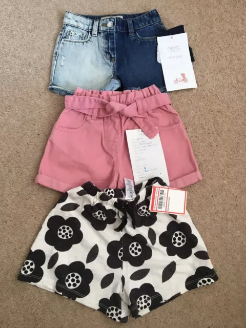 Next Girls Shorts x 3 Pairs - Mixed colours/styles - age 3-4 years
