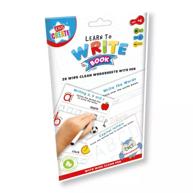 Kids Learn to Write Alphabets Words Educational Wipe Clean Book With Pen School 3