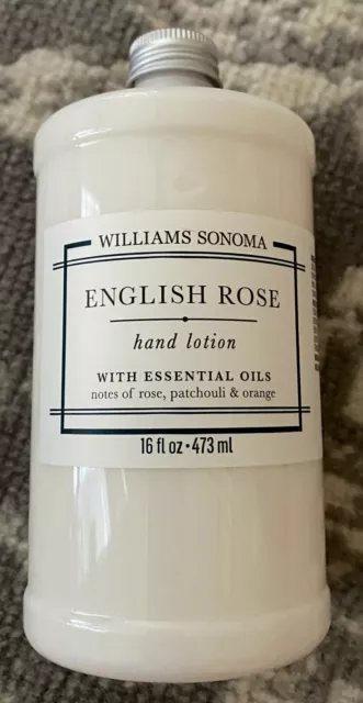 NEW Williams-Sonoma English Rose Hand Lotion with Essential Oils 16 oz (USA)