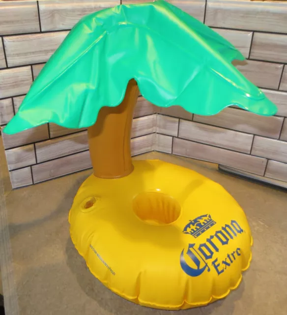 Rare Corona Extra Beverage Beer Holder Float Palm Tree Inflatable Pool Beach