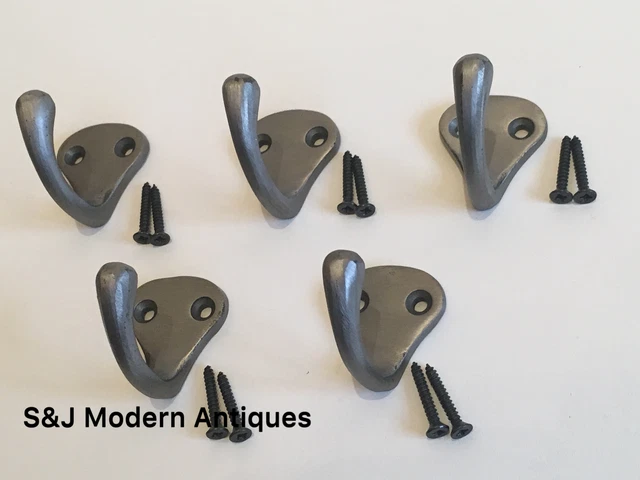 Single Coat Hook Iron Antique Modern Classic Vintage Black Grey Hat Rack Set 5