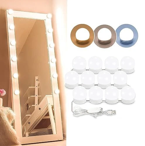 Natseekgo Lumière de Miroir, 12 Ampoules Hollywood Kit de Lumière LED Dimmable L