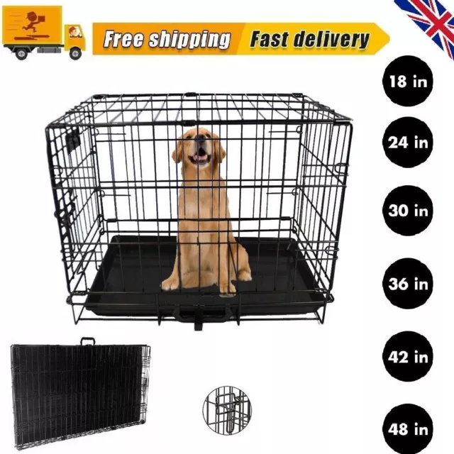 Metal Dog Cage Puppy Training Crate Pet Carrier Small Medium Large XL XXL Metal