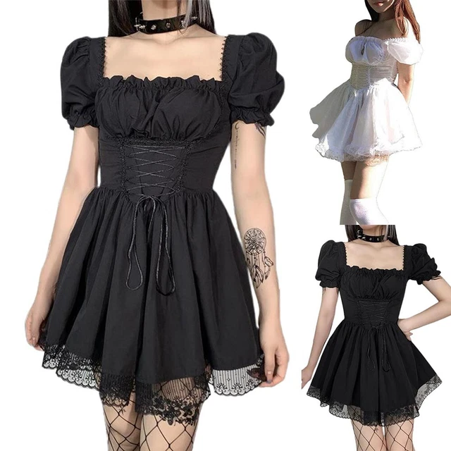 Robe Lolita Femme - Style Japonais Kawaii Avec Dentelle, Ruché Et Pli - Multicolore Fleuri - Taille Unique