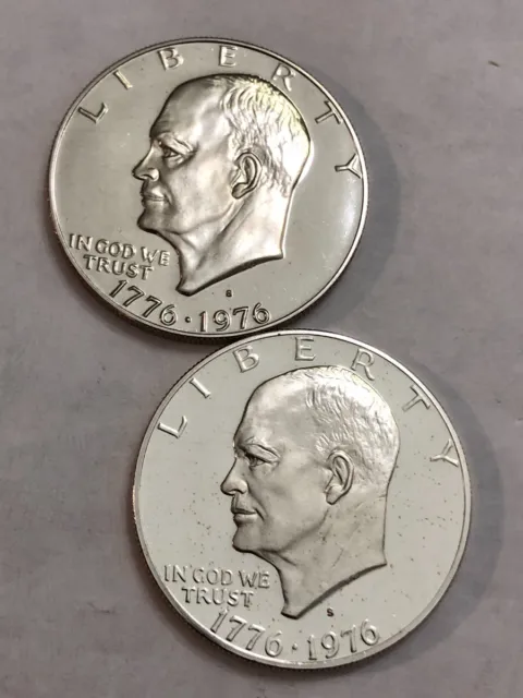 (2 pf coins) 1776-1976S types 1&2 clad PROOF Eisenhower IKE dollars.  #3