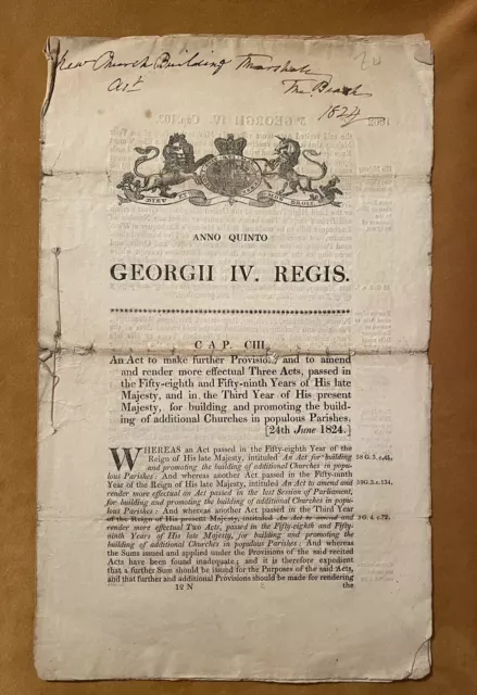 Antiquarian Publication - George IV Act of  Parliament / Statute, 1824