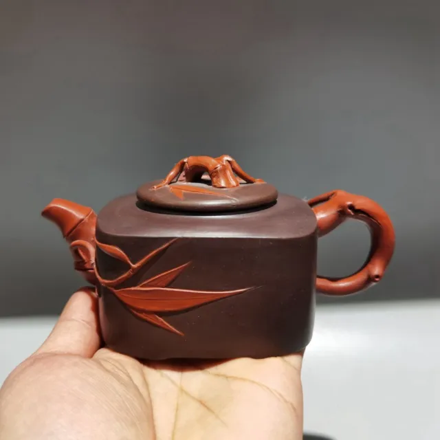 Chinese Yixing Zisha Clay Teapot Plum Blossom Bamboo Rhyme Pot Gu Jingzhou 300ml