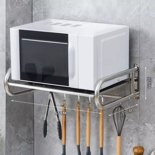 1x Microwave Oven Stand Rack Holder Wall Mounted Shelf Kitchen Organizer Storage