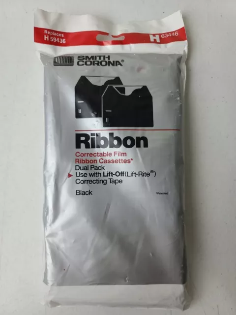 2 Pack Smith Corona H Series 63446 Correctable Film Typewriter Ribbons Black NOS