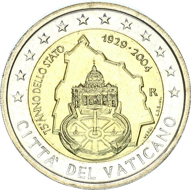 Vatikan Gedenkmünze 2 Euro 2004-Italien 75 Jahre Vatikanstaat stgl., bfr. Kapsel