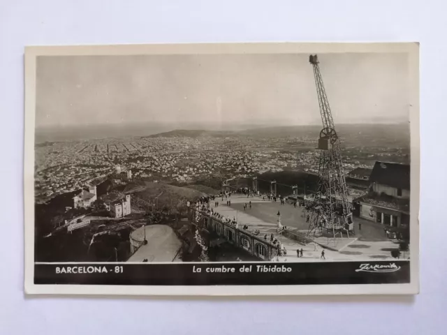 cpa ESPAGNE SPAIN BARCELONA La CUMBRE del TIBIDABO BARCELONE Panorama Vue GRUE